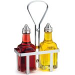 JUEGO DE ACEITERA/VINAGRERA CUADRADA TAPA A.I. DE 6 OZ BASE CROMADA- 600N