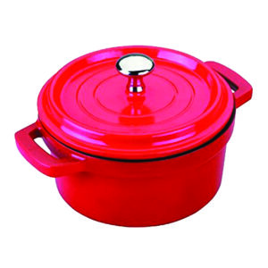 CACEROLA CON TAPA ALUMINIO FUNDIDO 14 CM. ROJA- 25914